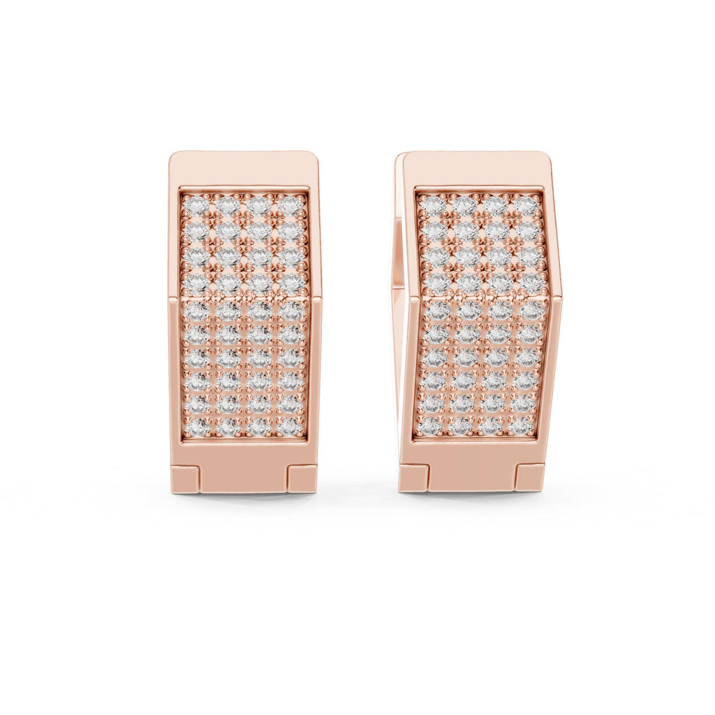 Moissanite Pavé Plug Hoop Earrings – 925 Sterling Silver, 18K Gold Vermeil