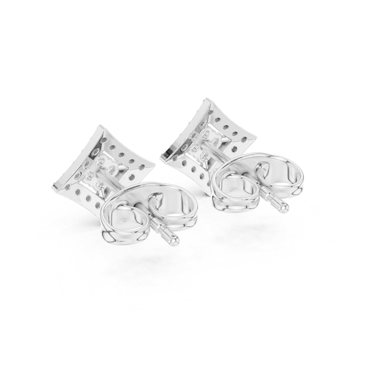 Moissanite Kite Halo Stud Earrings – 925 Sterling Silver, 18K Gold Vermeil