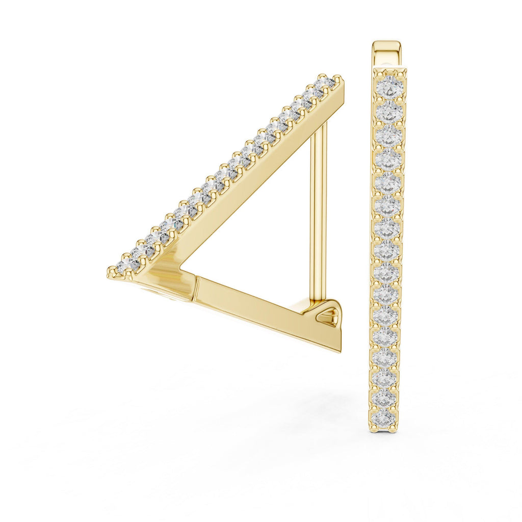 Moissanite Pavé Triangle Hoop Earrings – 925 Sterling Silver, 18K Gold Vermeil