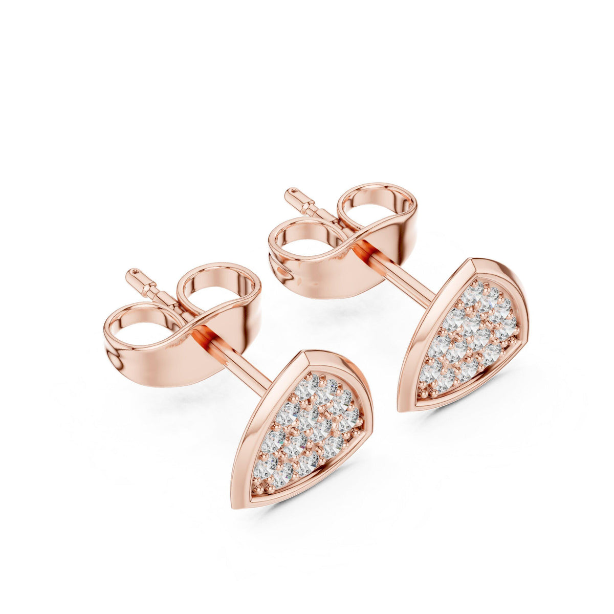 Moissanite Pavé Trillion Stud Earrings – 925 Sterling Silver, 18K Gold Vermeil