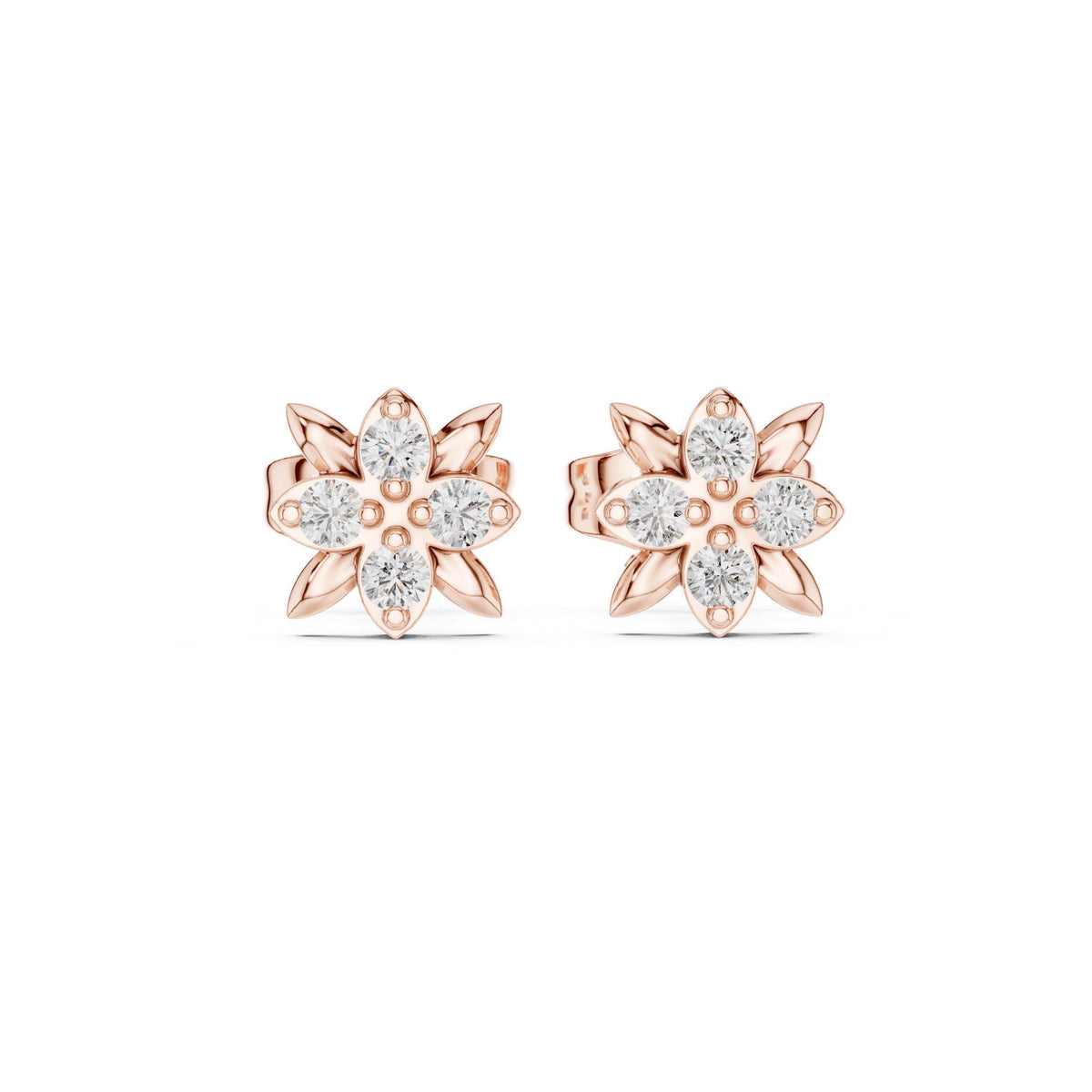 Moissanite Flower Star Stud Earrings – 925 Sterling Silver, 18K Gold Vermeil
