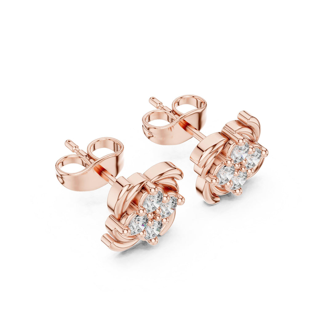 Moissanite Cluster Pinwheel Stud Earrings – 925 Sterling Silver, 18K Gold Vermeil