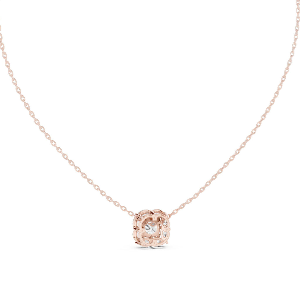 Princess Moissanite Marquise Frame Necklace – 925 Sterling Silver, 18K Gold Vermeil