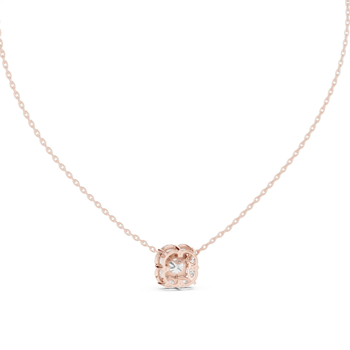 Princess Moissanite Marquise Frame Necklace – 925 Sterling Silver, 18K Gold Vermeil