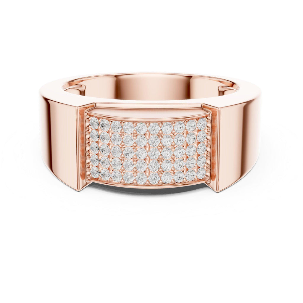 Men's Pavé Moissanite Signet Ring – 925 Sterling Silver, 18K Gold Vermeil