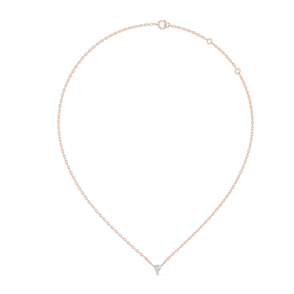 Trillion Moissanite Solitaire Necklace – 925 Sterling Silver, 18K Gold Vermeil
