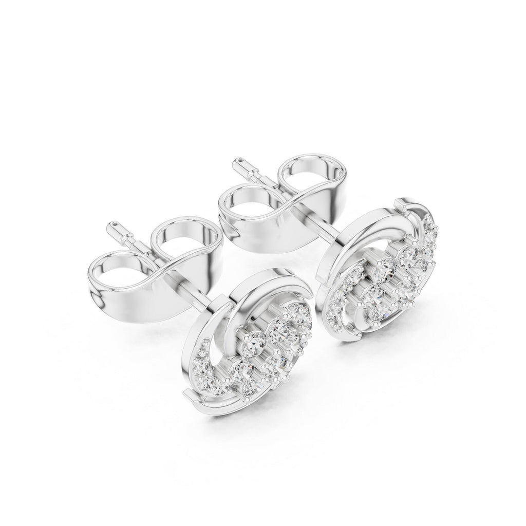 Moissanite Pavé Pinwheel Stud Earrings – 925 Sterling Silver, 18K Gold Vermeil