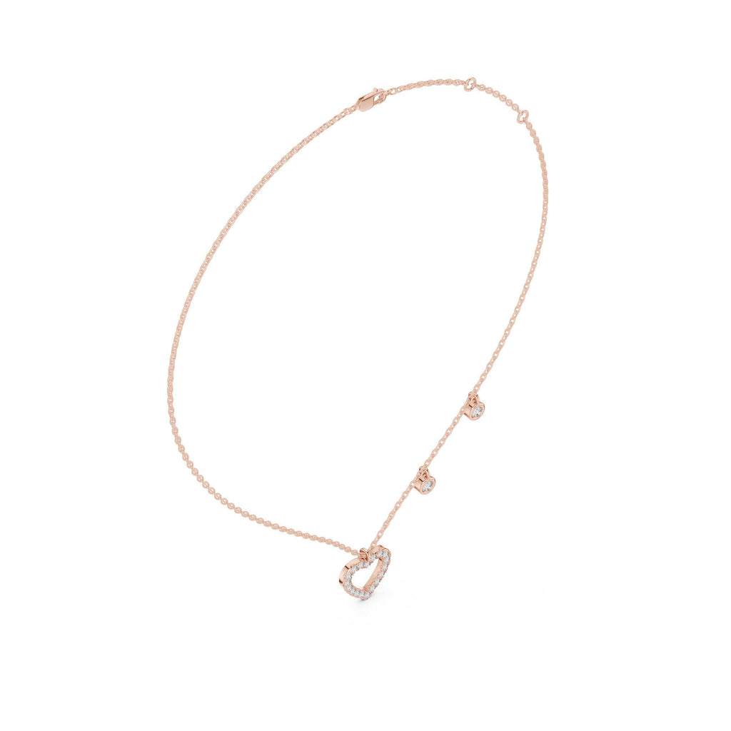 Moissanite Pavé Open Heart Charm Necklace – 925 Sterling Silver, 18K Gold Vermeil