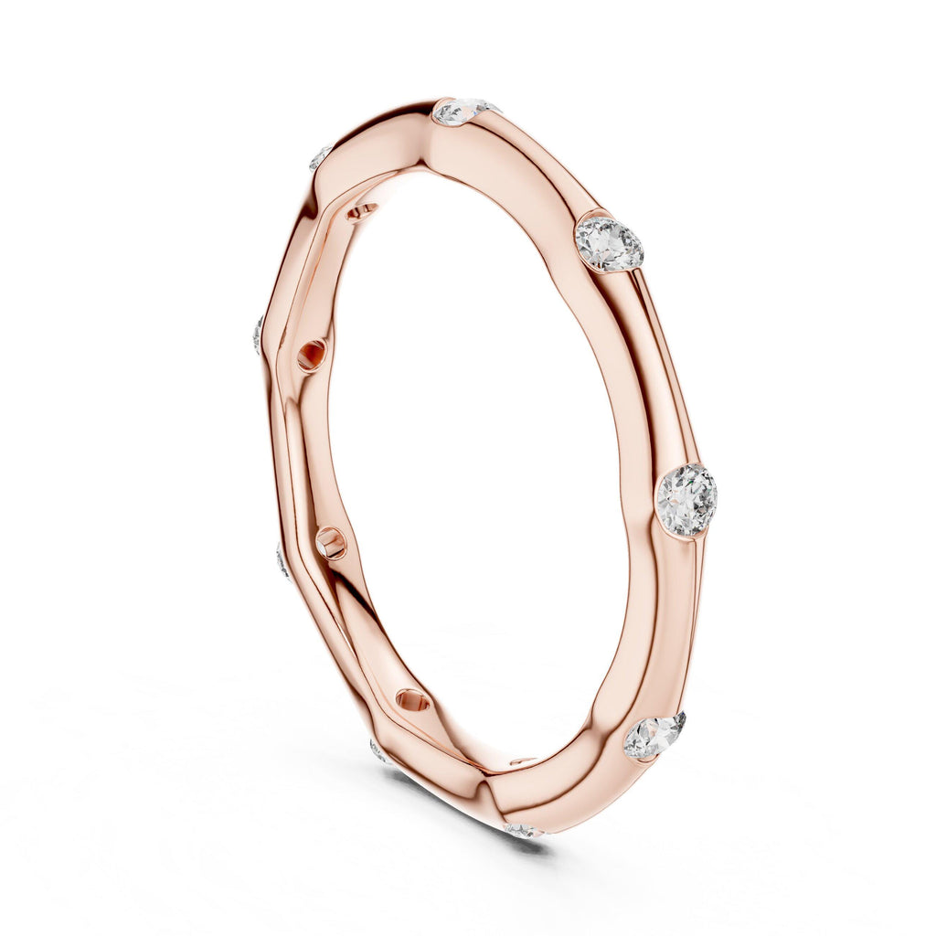 Station-Set Moissanite Stackable Band – 925 Sterling Silver, 18K Gold Vermeil
