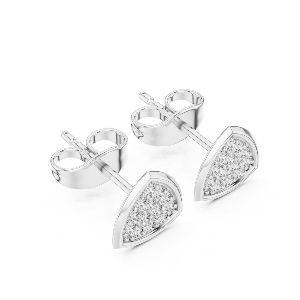 Moissanite Pavé Trillion Stud Earrings – 925 Sterling Silver, 18K Gold Vermeil
