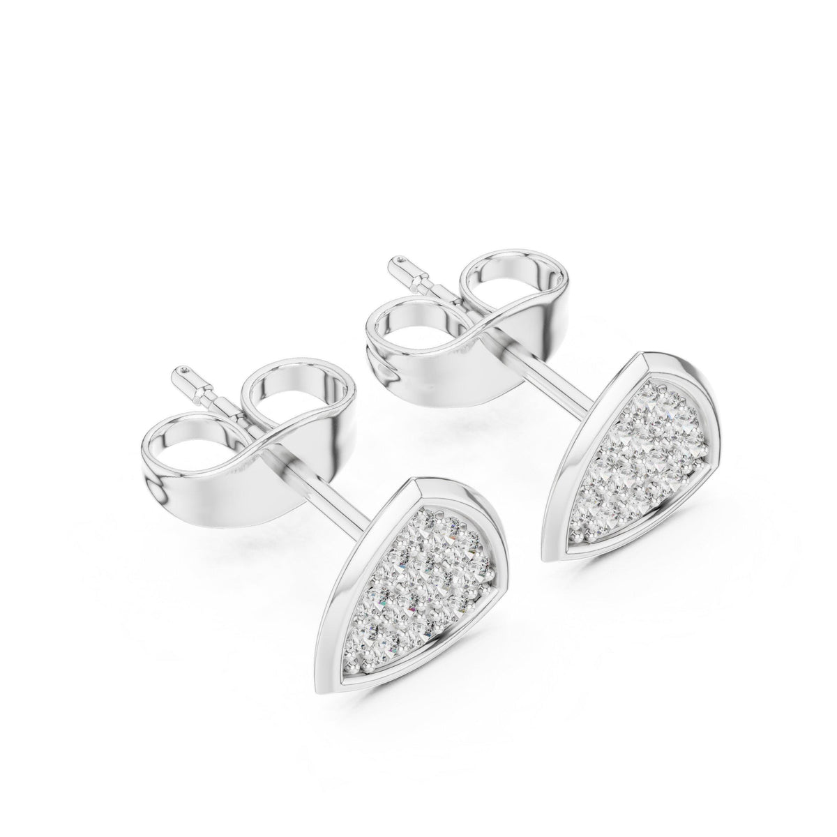 Moissanite Pavé Trillion Stud Earrings – 925 Sterling Silver, 18K Gold Vermeil