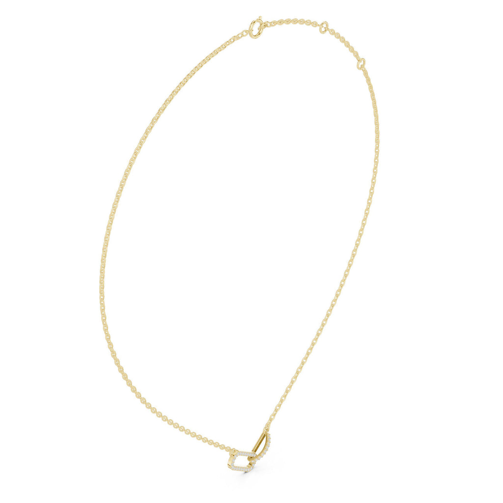 Moissanite Pavé Paperclip Bar Necklace – 925 Sterling Silver, 18K Gold Vermeil