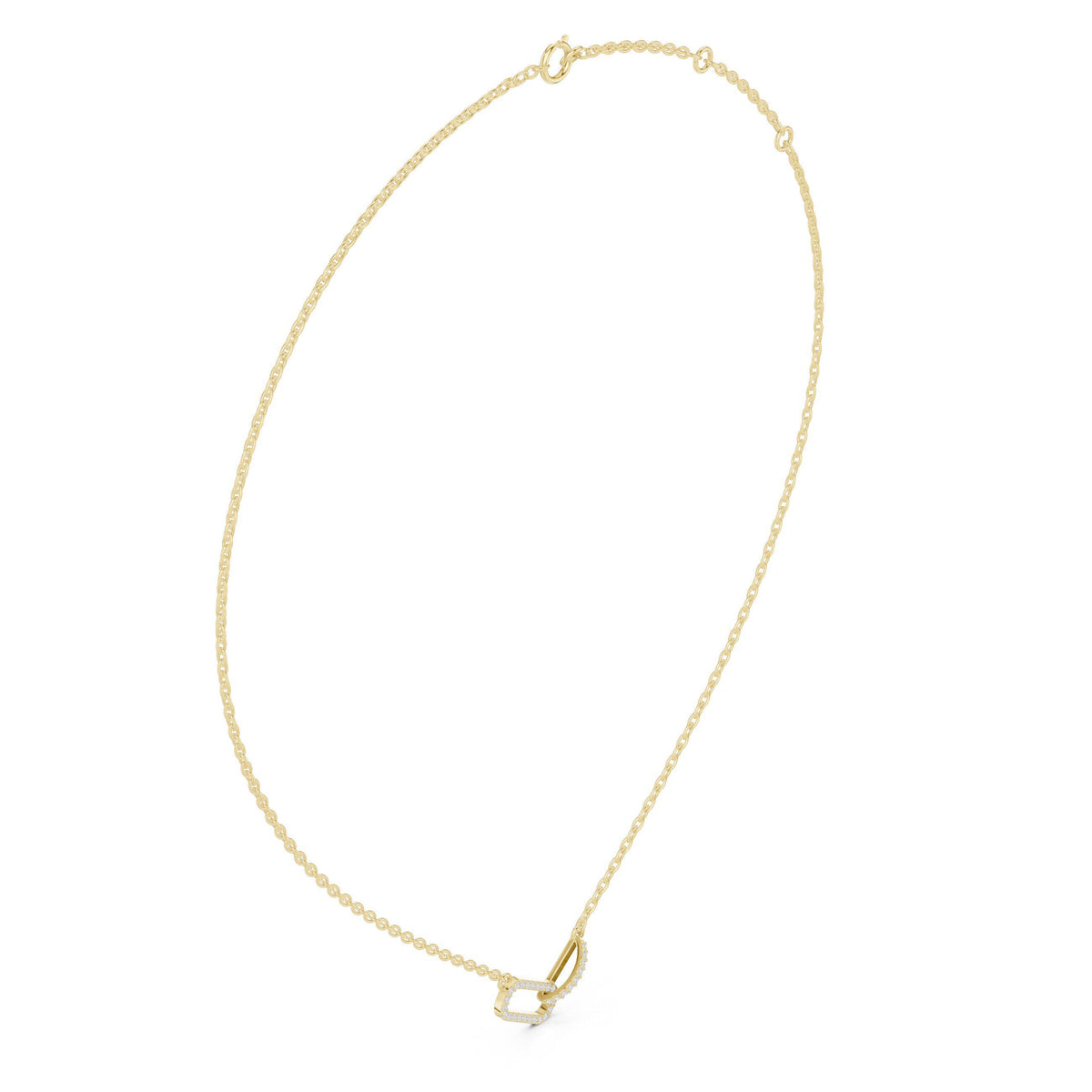 Moissanite Pavé Paperclip Bar Necklace – 925 Sterling Silver, 18K Gold Vermeil