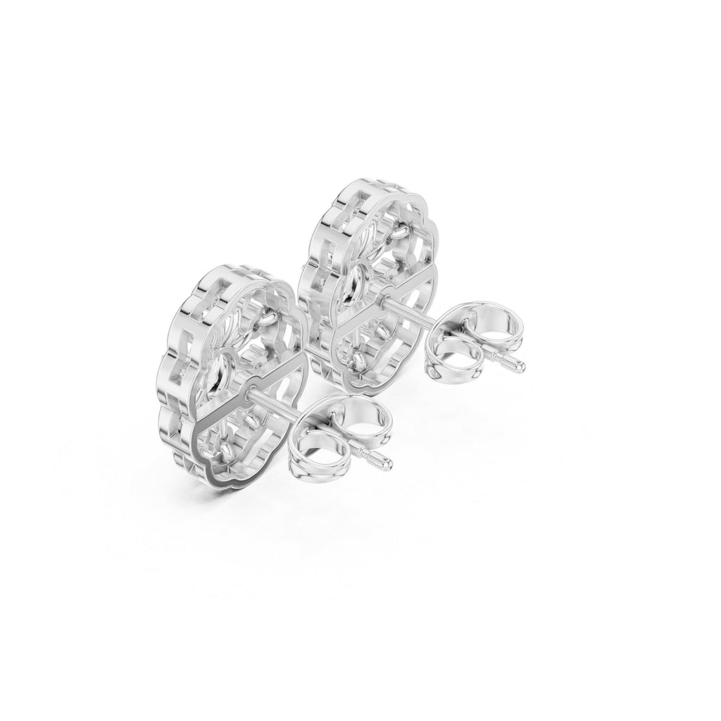 Round Moissanite Oval Filigree Stud Earrings – 925 Sterling Silver, 18K Gold Vermeil