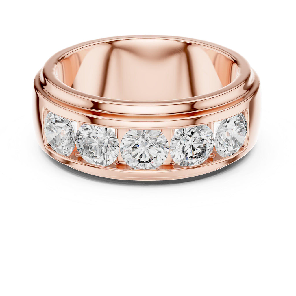 Wide Channel-Set Moissanite Band – 925 Sterling Silver, 18K Gold Vermeil
