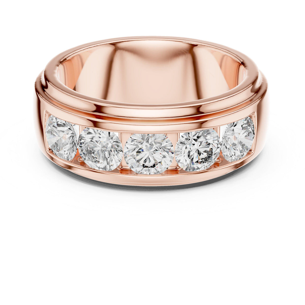 Wide Channel-Set Moissanite Band – 925 Sterling Silver, 18K Gold Vermeil