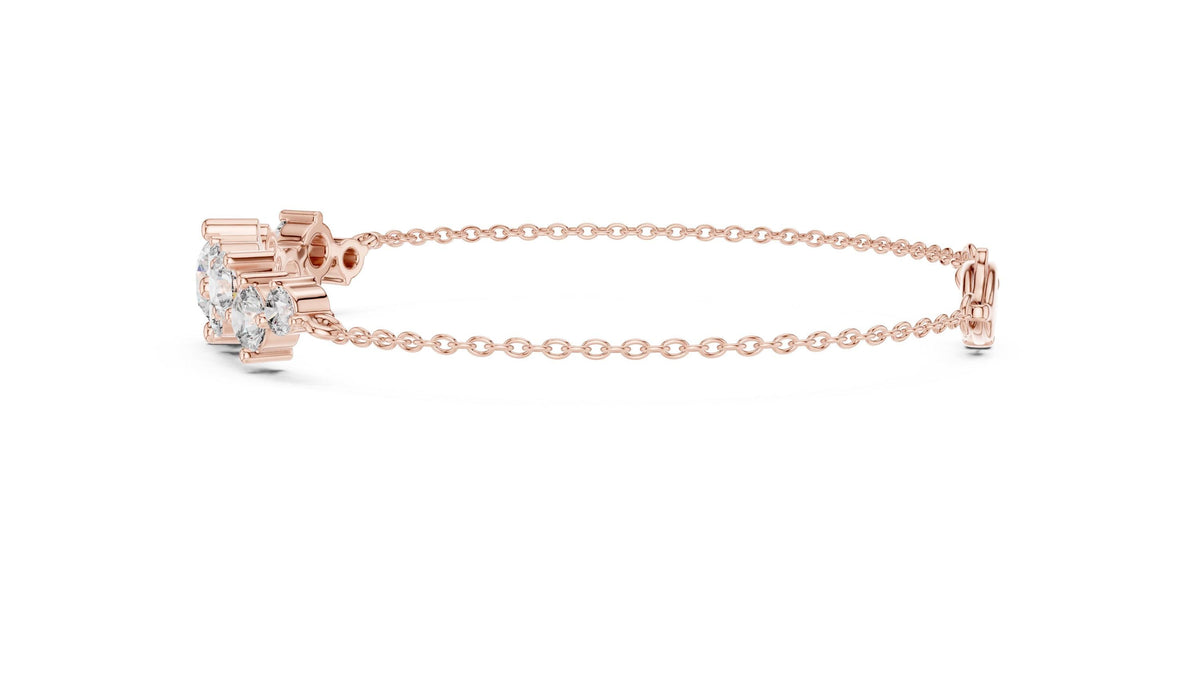Graduated Moissanite Cluster Chain Bracelet – 925 Sterling Silver, 18K Gold Vermeil