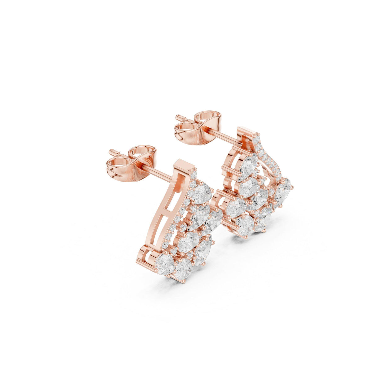 Marquise Moissanite Open Triangle Stud Earrings – 925 Sterling Silver, 18K Gold Vermeil