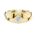 Men's Diamond-Set Princess-Cut Moissanite Ring – 925 Sterling Silver, 18K Gold Vermeil