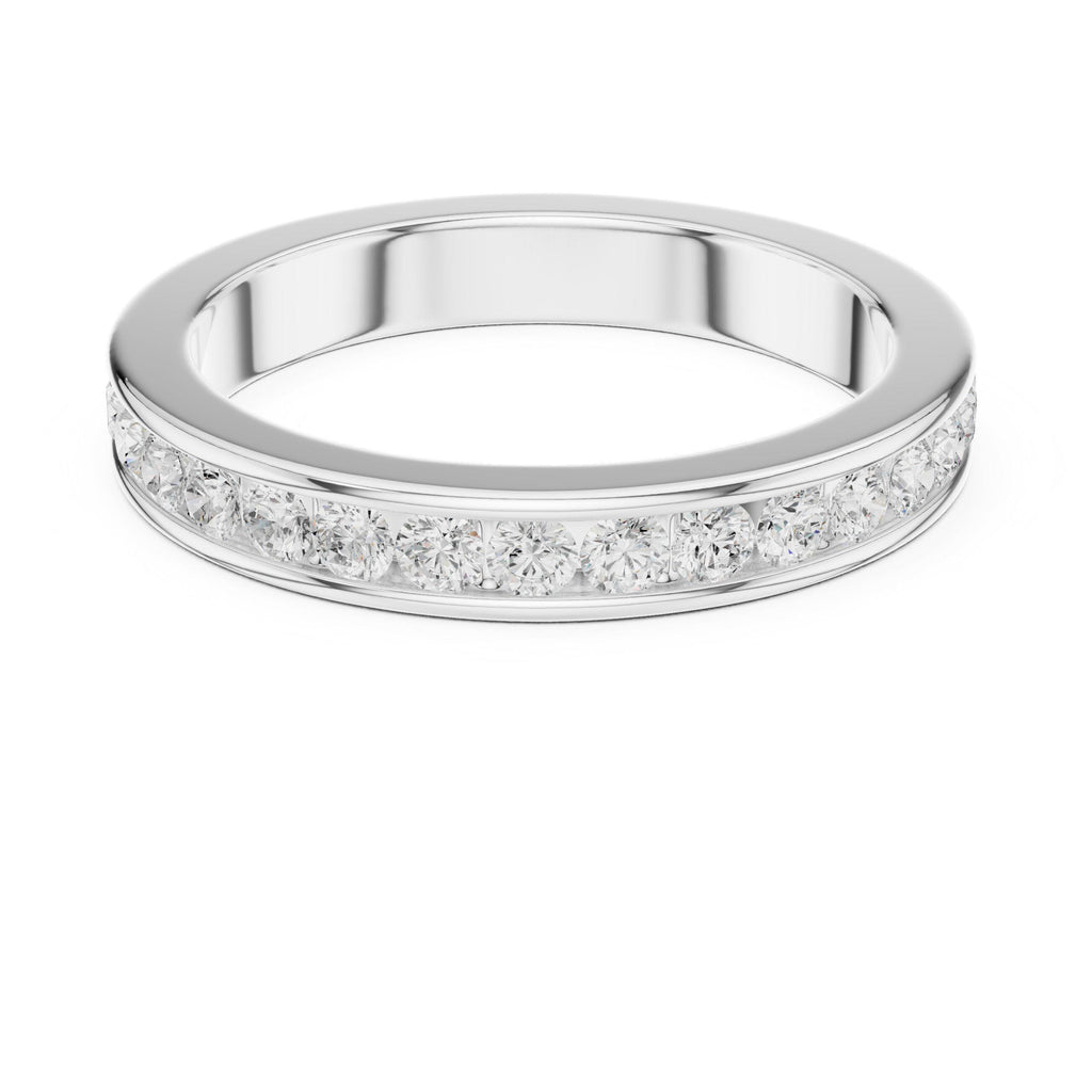 Men's Slim Channel-Set Moissanite Band – 925 Sterling Silver, 18K Gold Vermeil