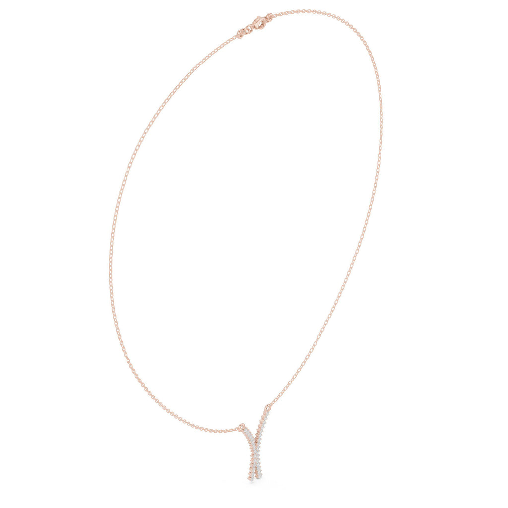 Moissanite Pavé Wishbone Necklace – 925 Sterling Silver, 18K Gold Vermeil