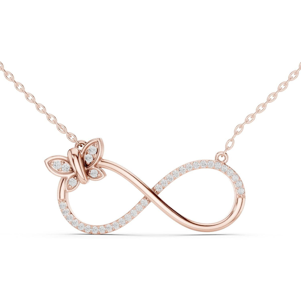 Moissanite Butterfly Infinity Necklace – 925 Sterling Silver, 18K Gold Vermeil