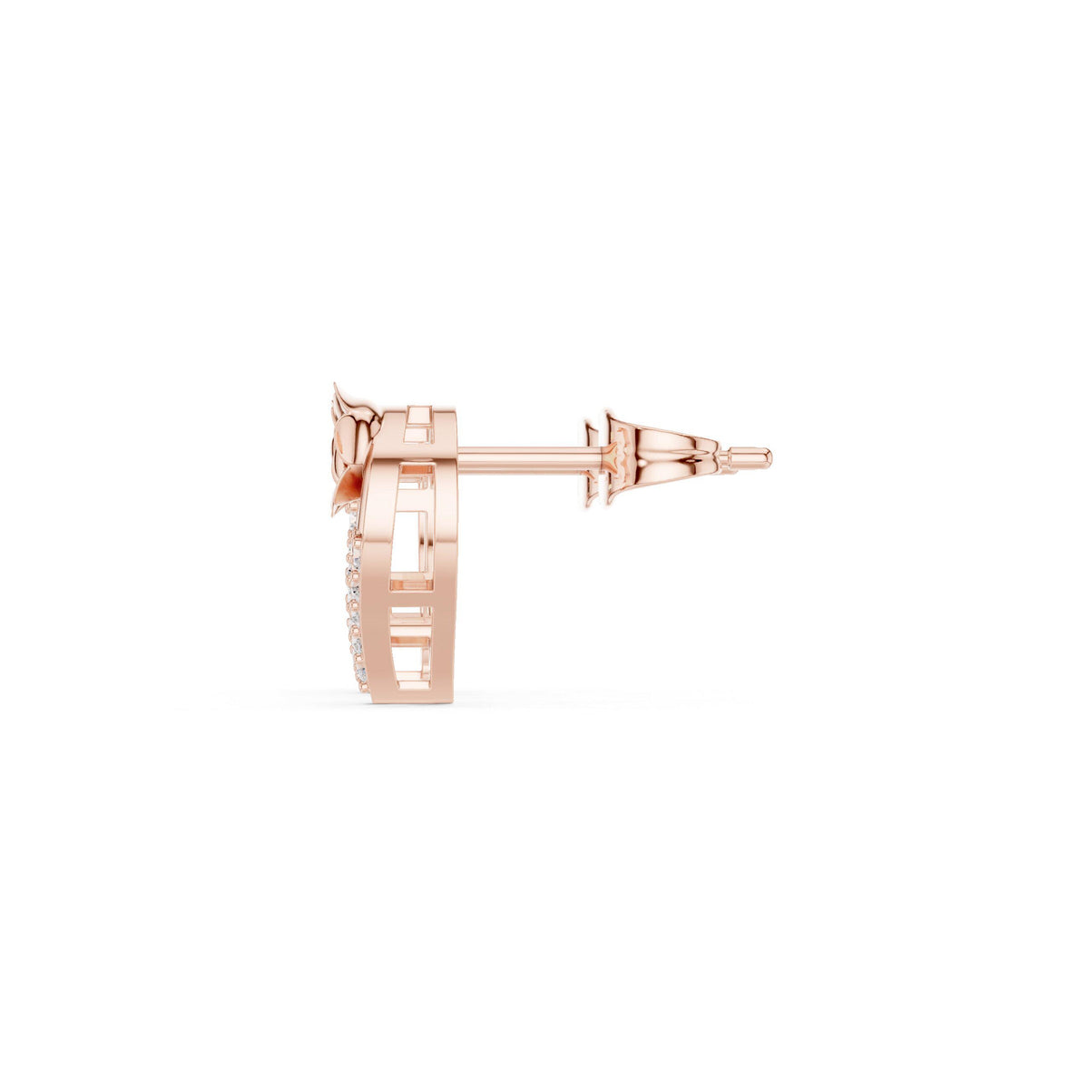 Moissanite Rose & Heart Stud Earrings – 925 Sterling Silver, 18K Gold Vermeil