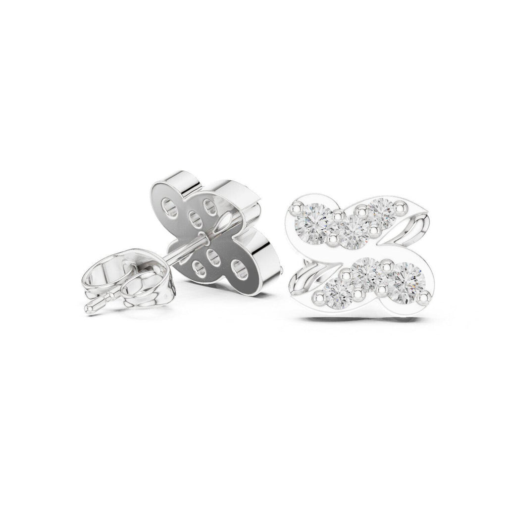 Moissanite Pavé Infinity Wave Stud Earrings – 925 Sterling Silver, 18K Gold Vermeil