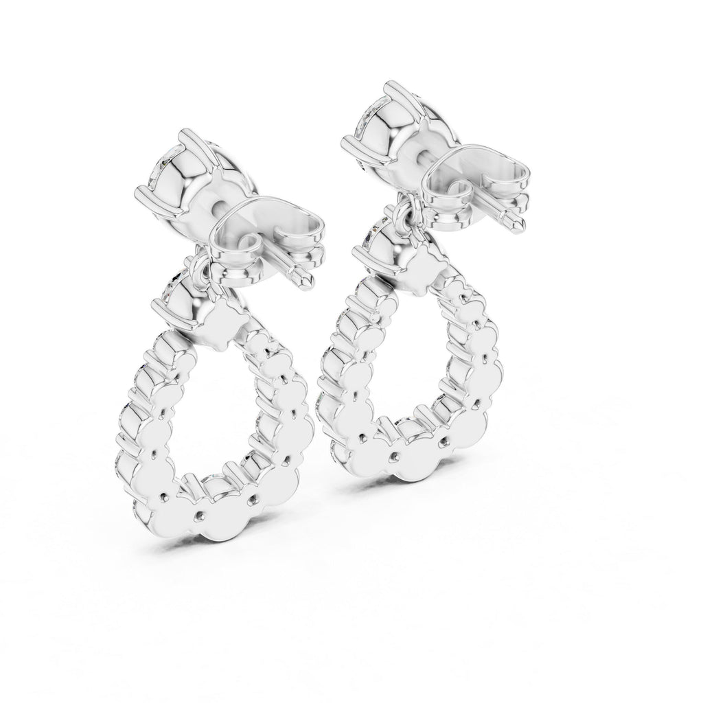 Open Teardrop Moissanite Drop Earrings – 925 Sterling Silver, 18K Gold Vermeil