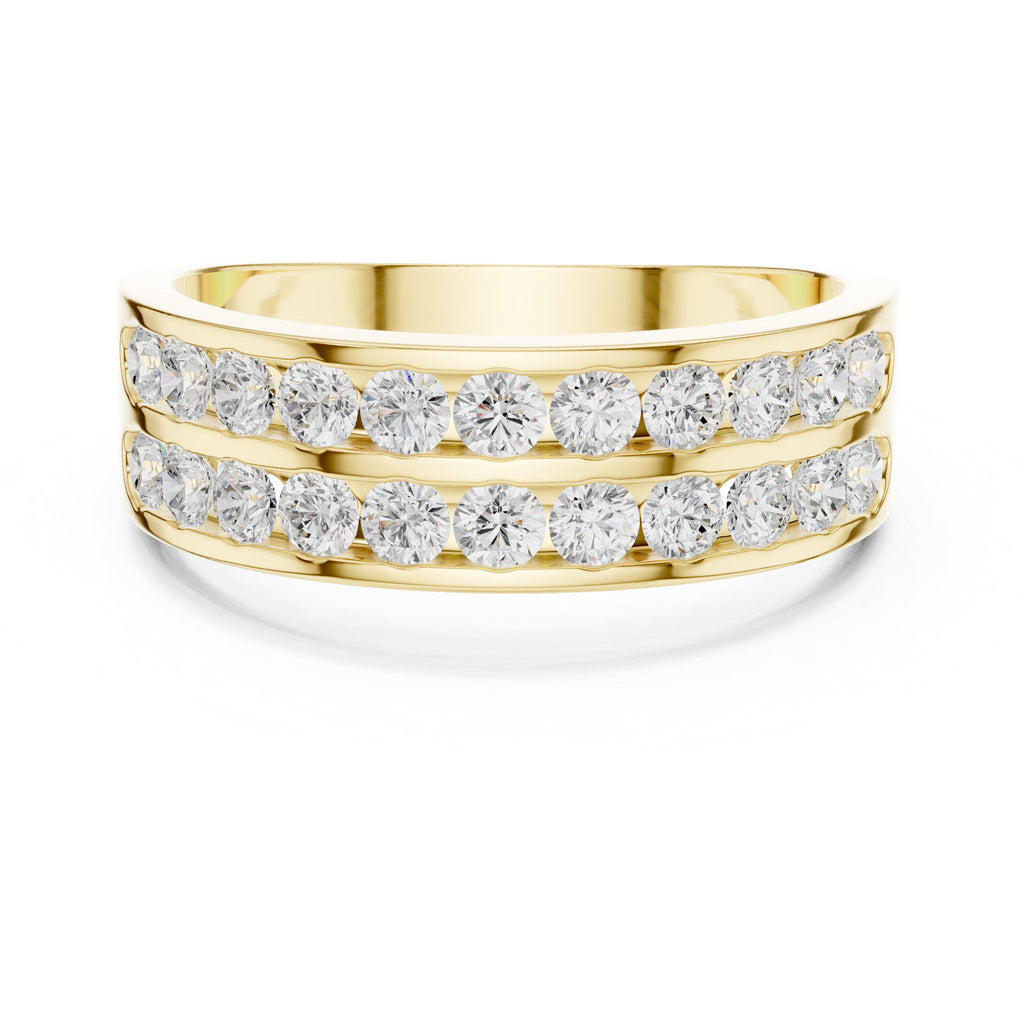 Men's Double-Row Channel-Set Moissanite Band – 925 Sterling Silver, 18K Gold Vermeil