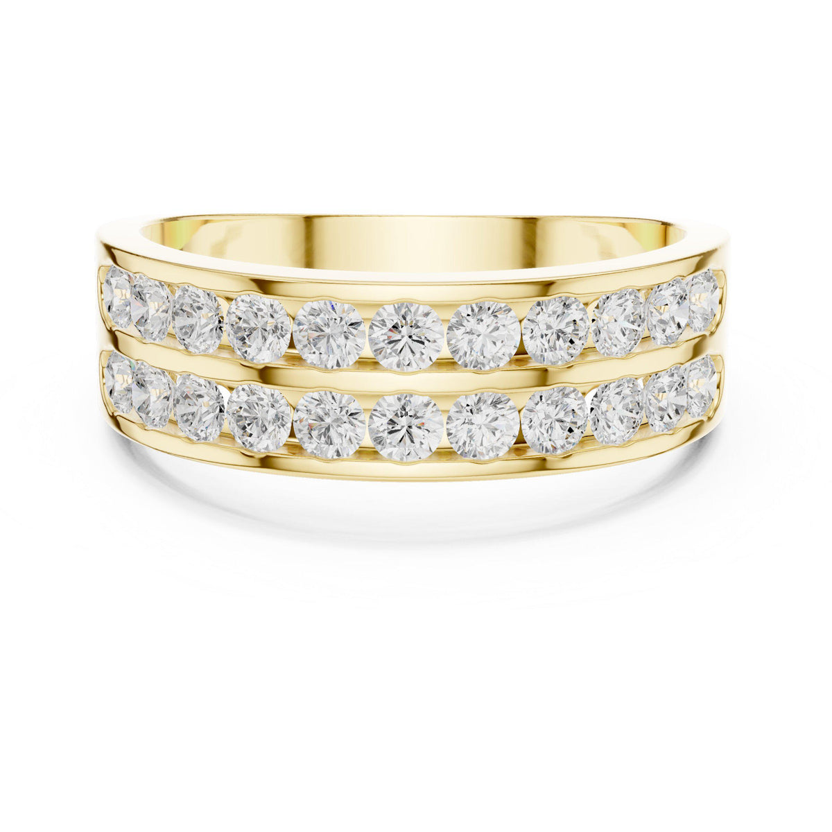 Men's Double-Row Channel-Set Moissanite Band – 925 Sterling Silver, 18K Gold Vermeil