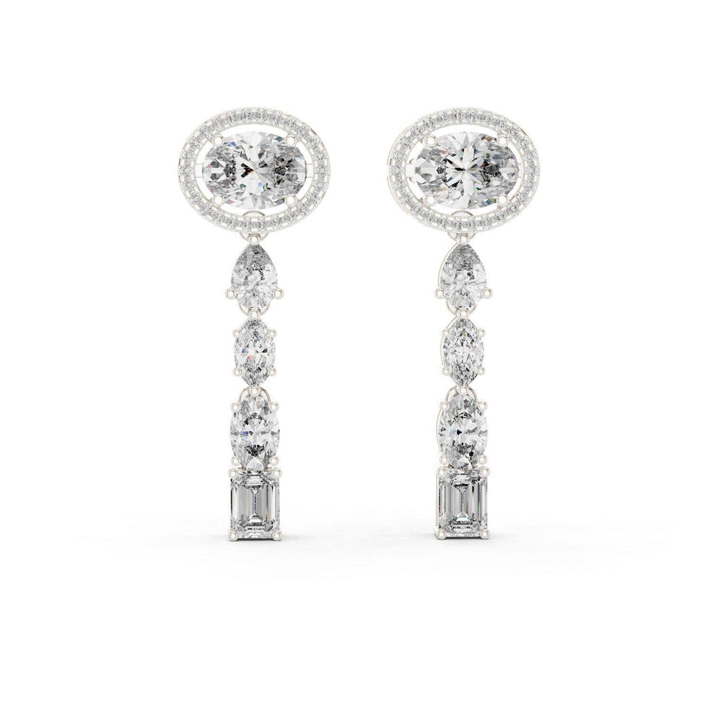 Oval Halo Moissanite Drop Earrings – 925 Sterling Silver, 18K Gold Vermeil