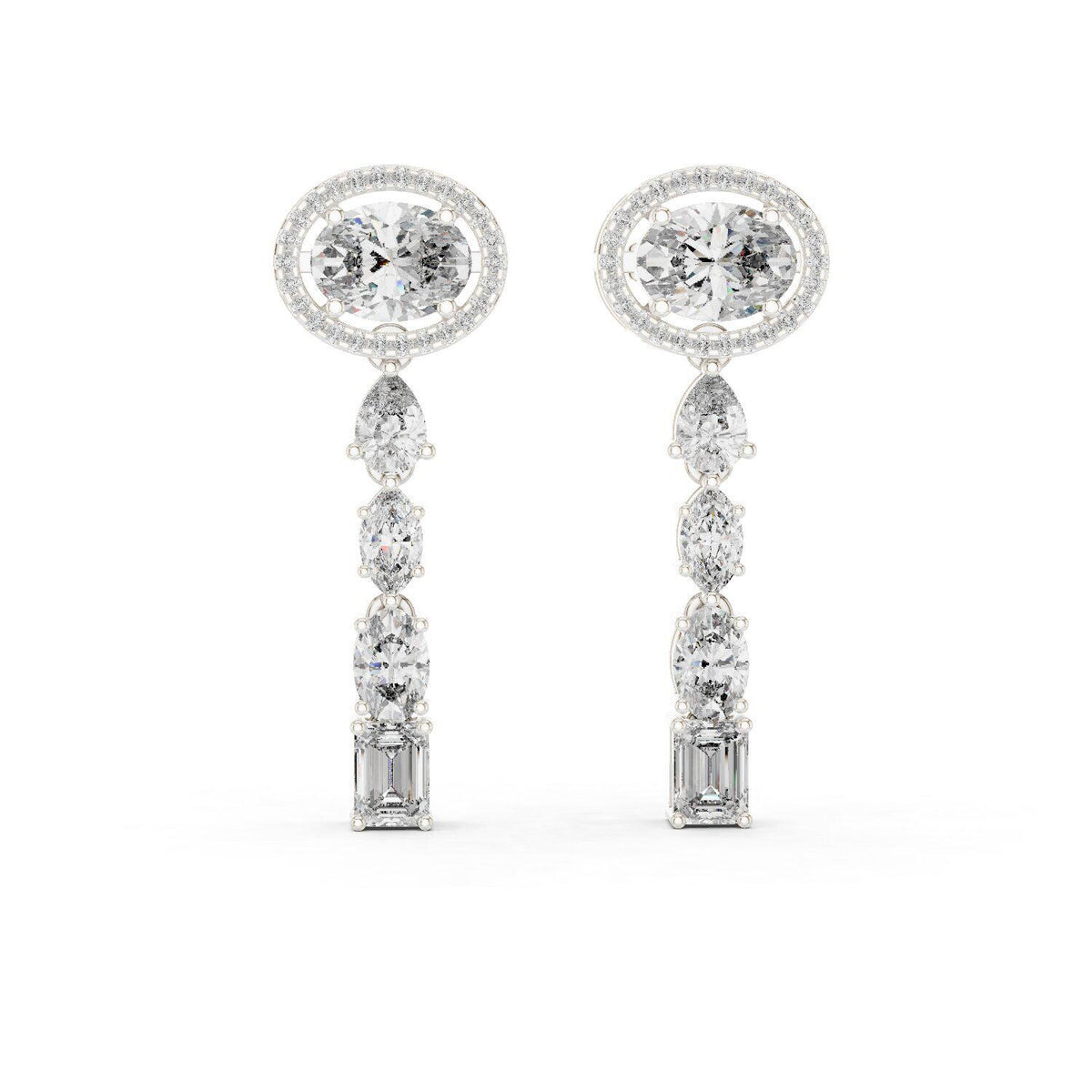 Oval Halo Moissanite Drop Earrings – 925 Sterling Silver, 18K Gold Vermeil