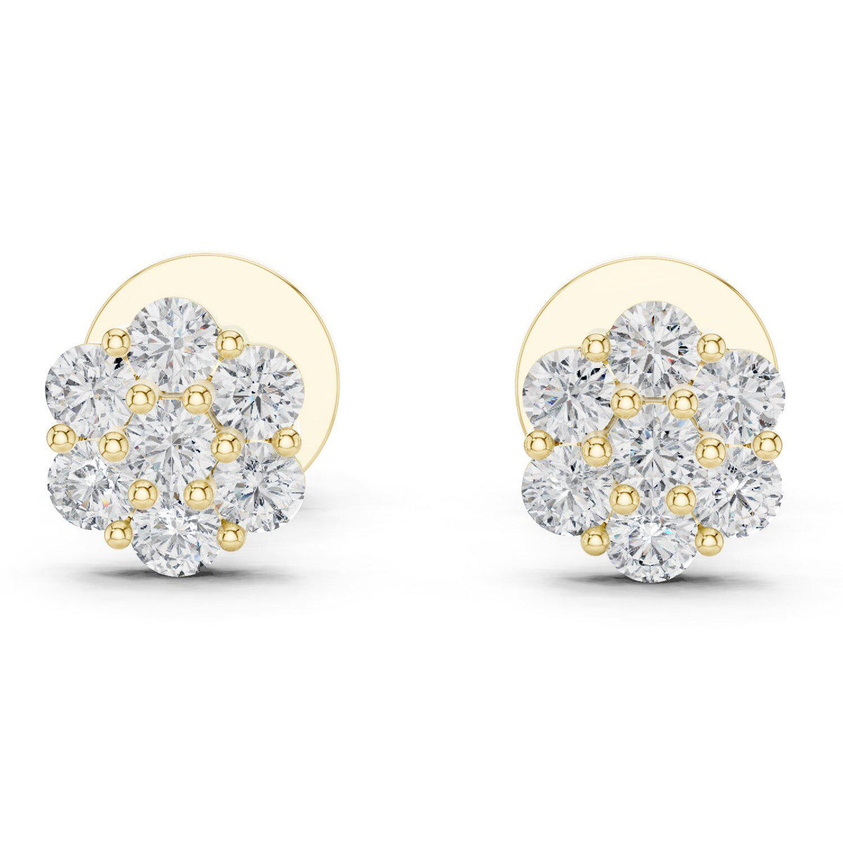 Moissanite Flower Cluster Stud Earrings – 925 Sterling Silver, 18K Gold Vermeil