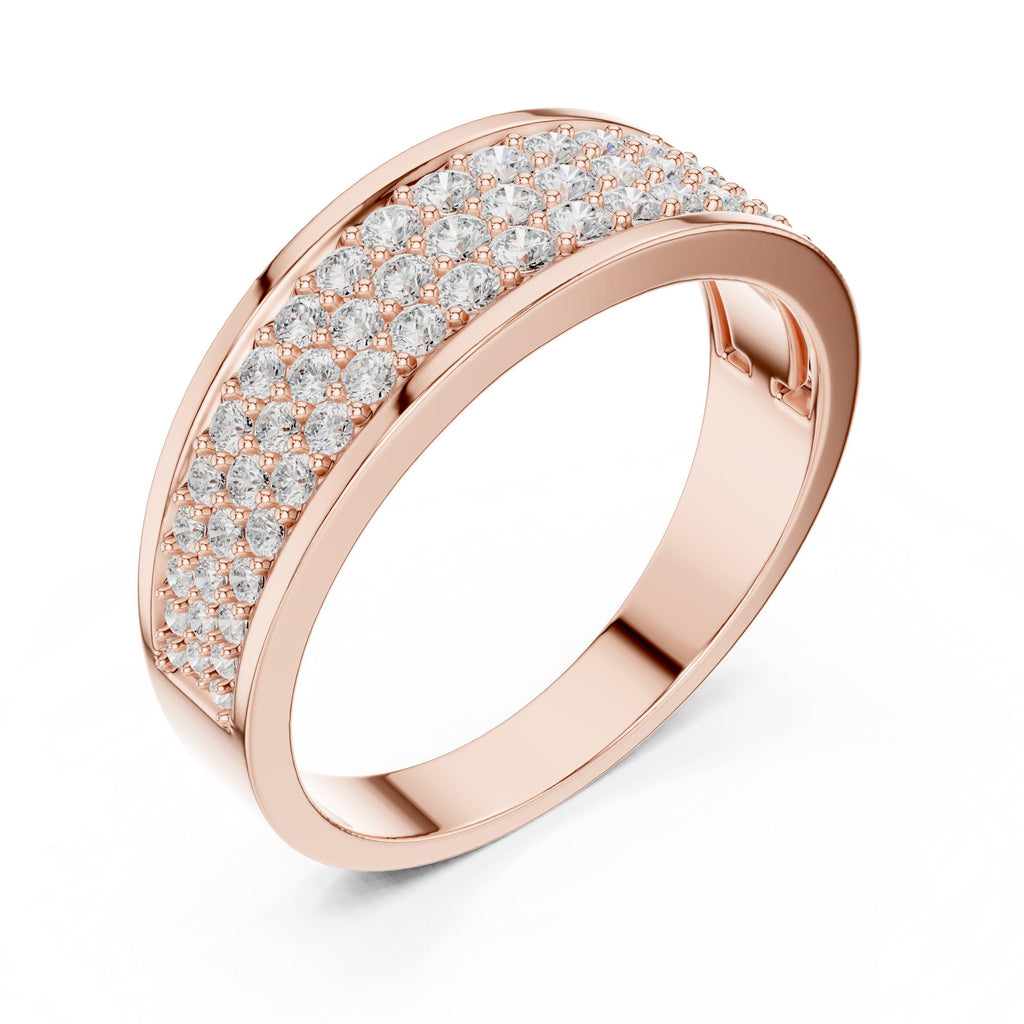 Men's Wide Domed Pavé Moissanite Band – 925 Sterling Silver, 18K Gold Vermeil