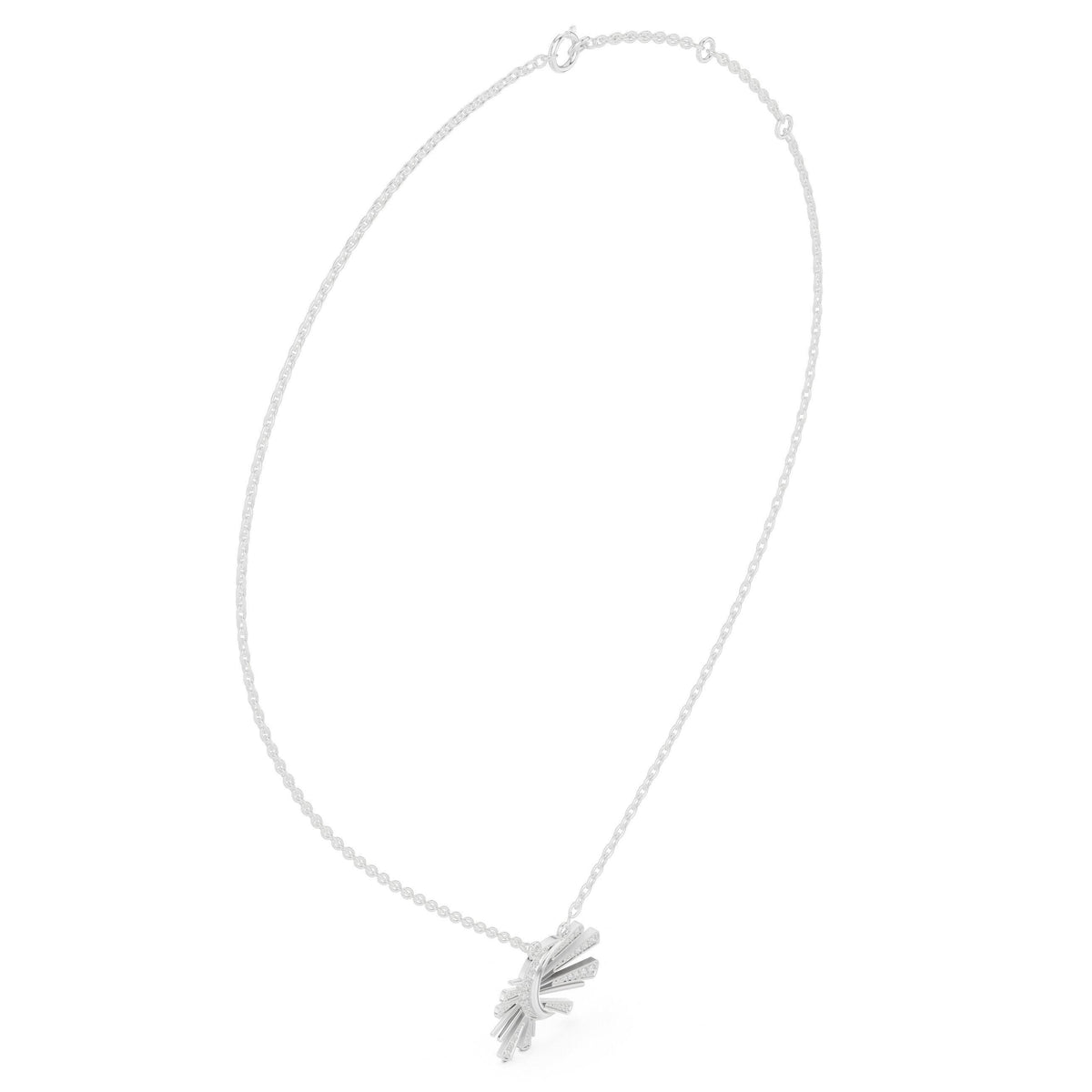 Moissanite Pavé Sunburst Fan Necklace – 925 Sterling Silver, 18K Gold Vermeil