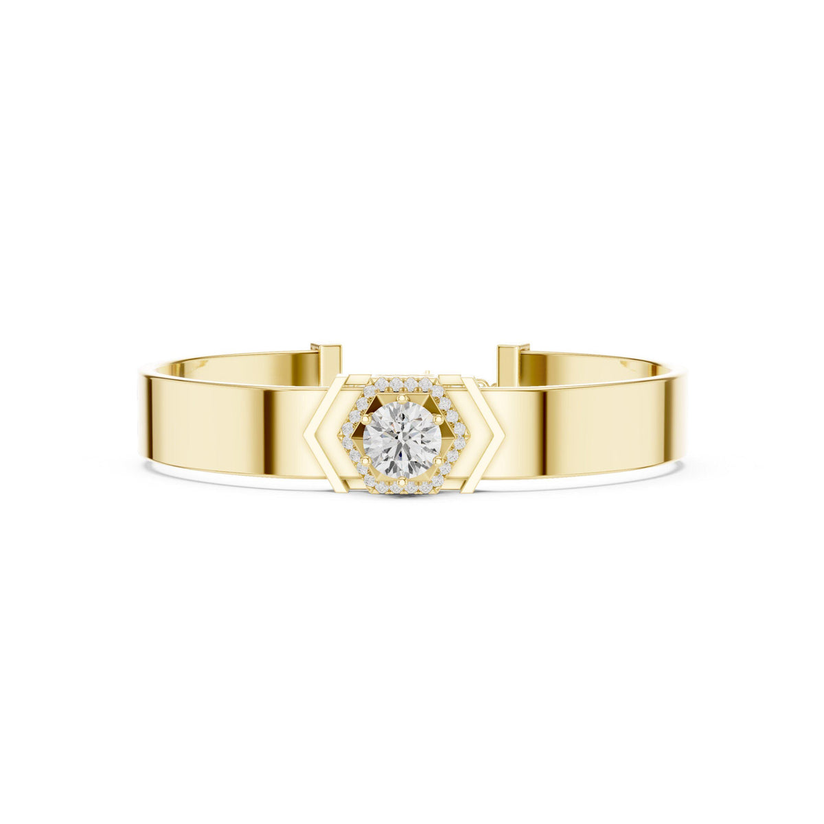 18K Gold Vermeil Men's Moissanite Cuff Bracelet | 925 Sterling Silver, Modern Luxury