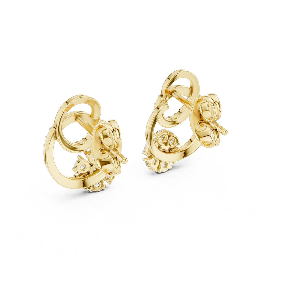 Moissanite Pavé Interlocking Circle Stud Earrings – 925 Sterling Silver, 18K Gold Vermeil