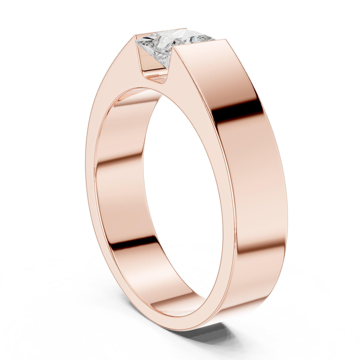 Men's 5.5mm Princess-Cut Moissanite Ring – 925 Sterling Silver, 18K Gold Vermeil