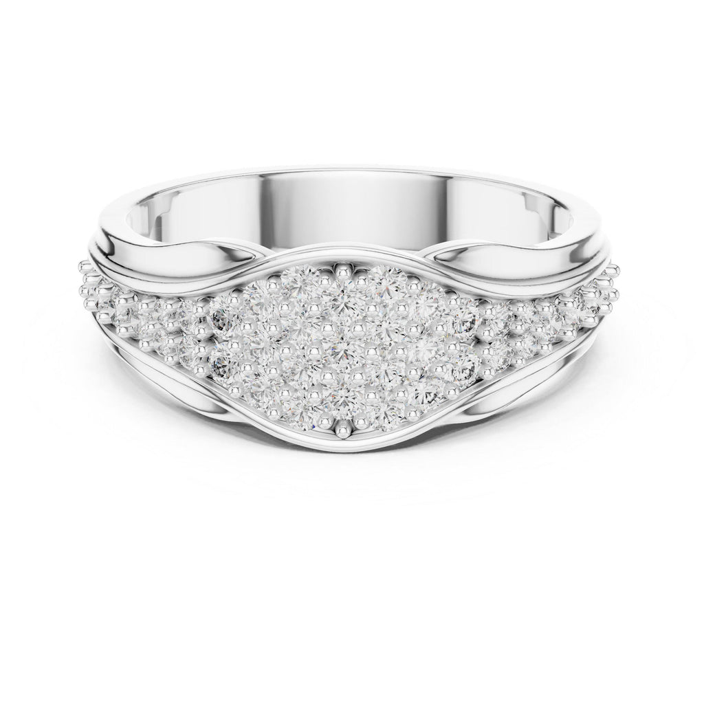 Wide Wave-Band Pavé Moissanite Ring – 925 Sterling Silver, 18K Gold Vermeil