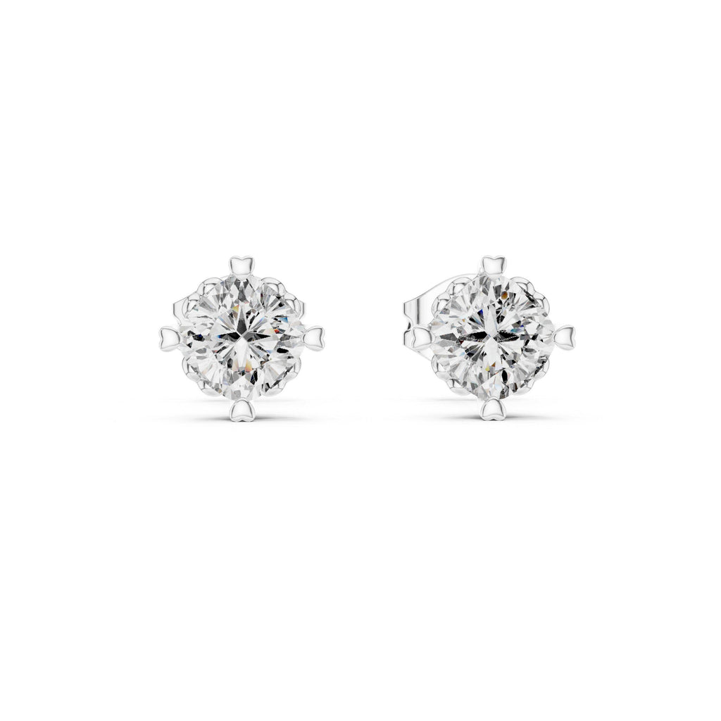 Round Moissanite Eight-Prong Stud Earrings – 925 Sterling Silver, 18K Gold Vermeil