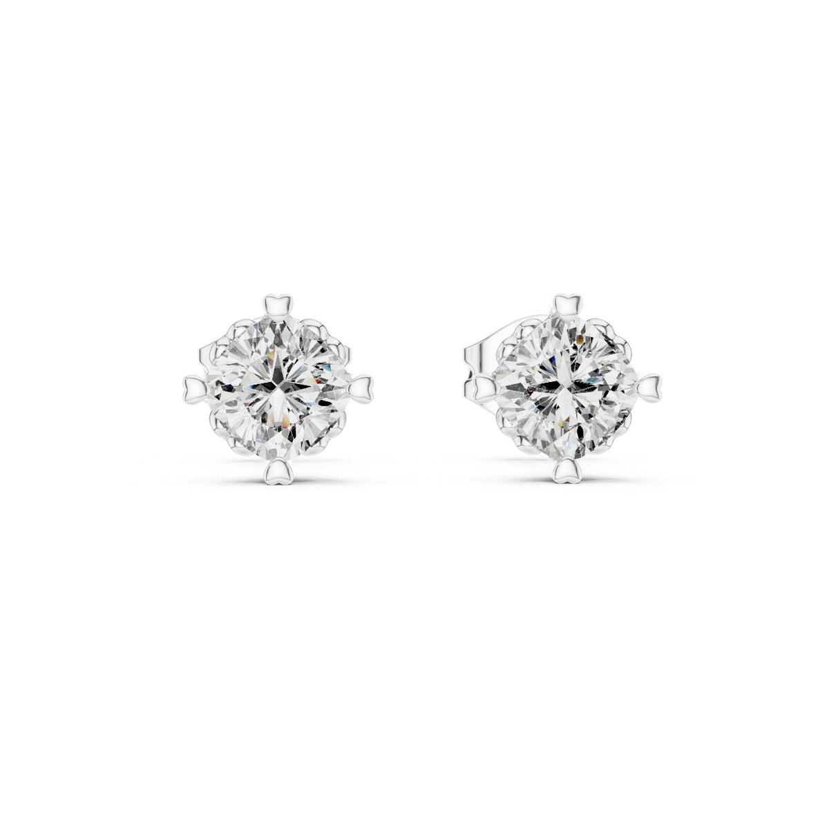 Round Moissanite Eight-Prong Stud Earrings – 925 Sterling Silver, 18K Gold Vermeil
