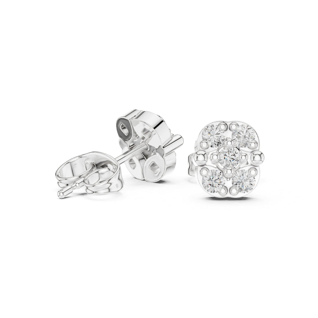 Moissanite Oval Cluster Stud Earrings – 925 Sterling Silver, 18K Gold Vermeil