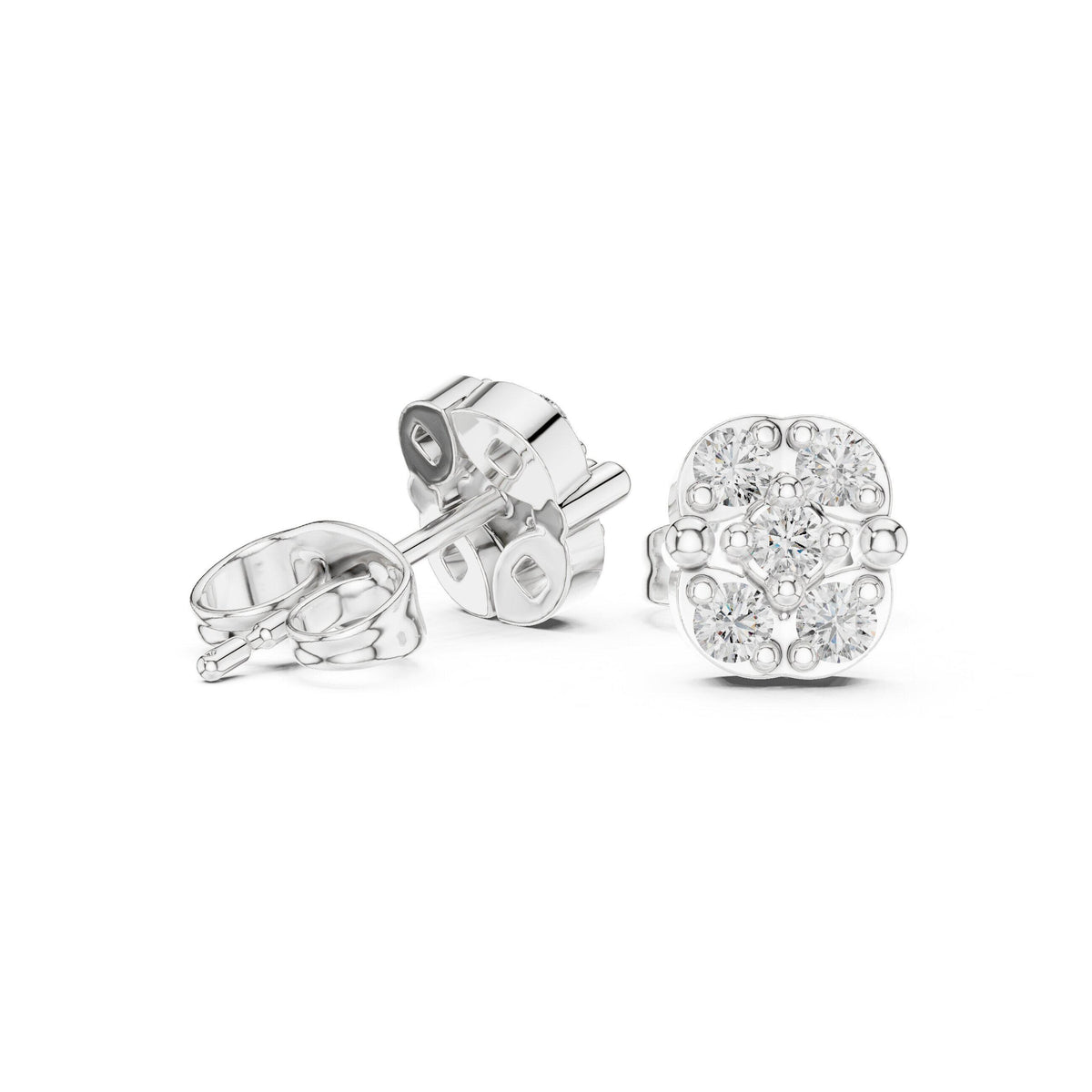 Moissanite Oval Cluster Stud Earrings – 925 Sterling Silver, 18K Gold Vermeil
