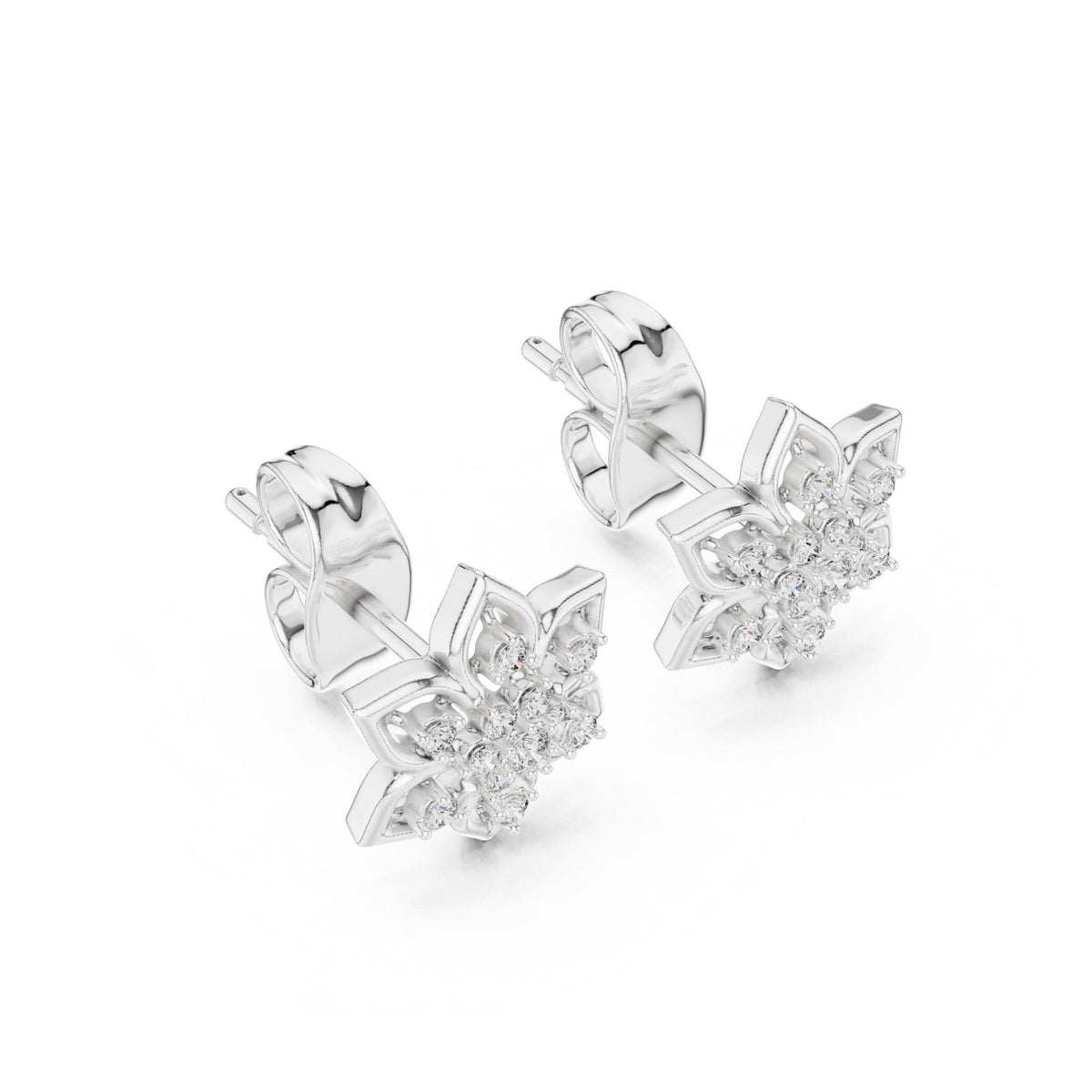 Moissanite Open Star Flower Stud Earrings – 925 Sterling Silver, 18K Gold Vermeil