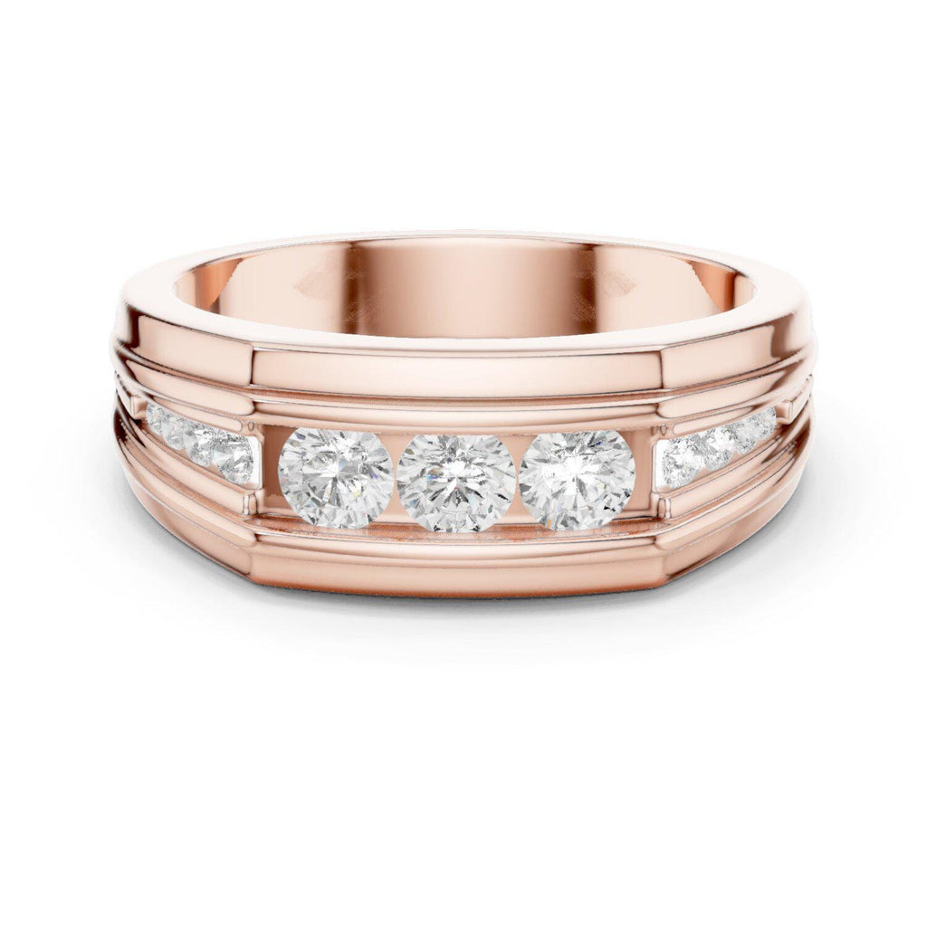 Men's Five-Stone Channel-Set Moissanite Band – 925 Sterling Silver, 18K Gold Vermeil