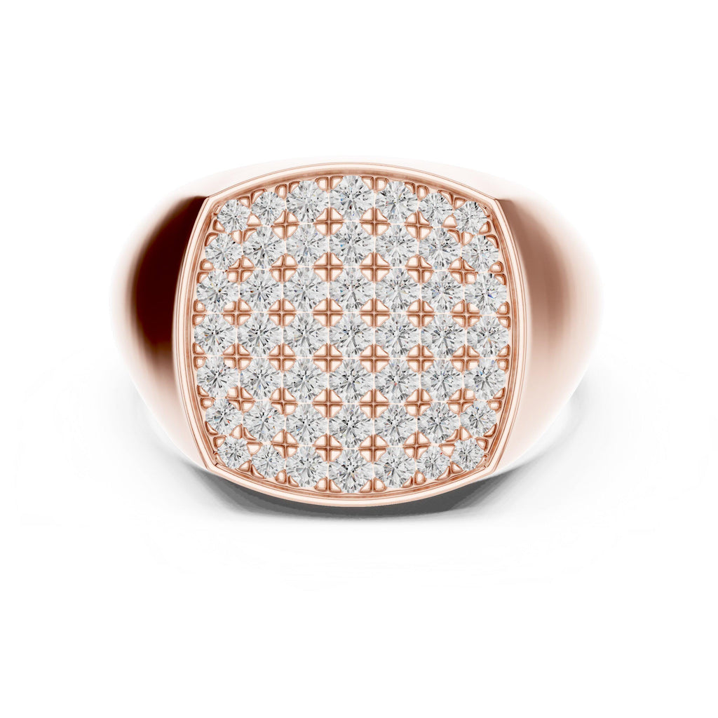 Men's Cushion-Shaped Pavé Moissanite Signet Ring – 925 Sterling Silver, 18K Gold Vermeil