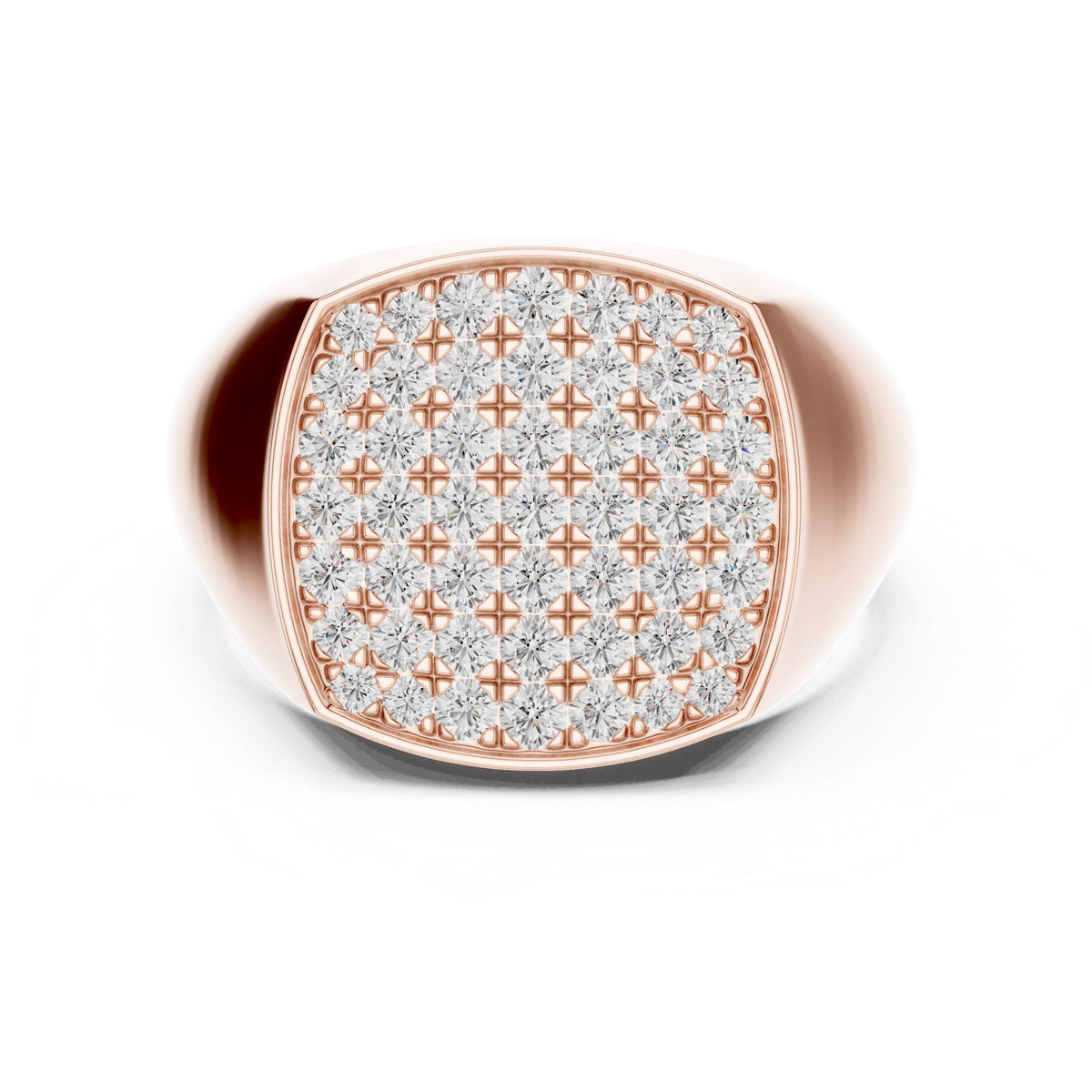 Men's Cushion-Shaped Pavé Moissanite Signet Ring – 925 Sterling Silver, 18K Gold Vermeil