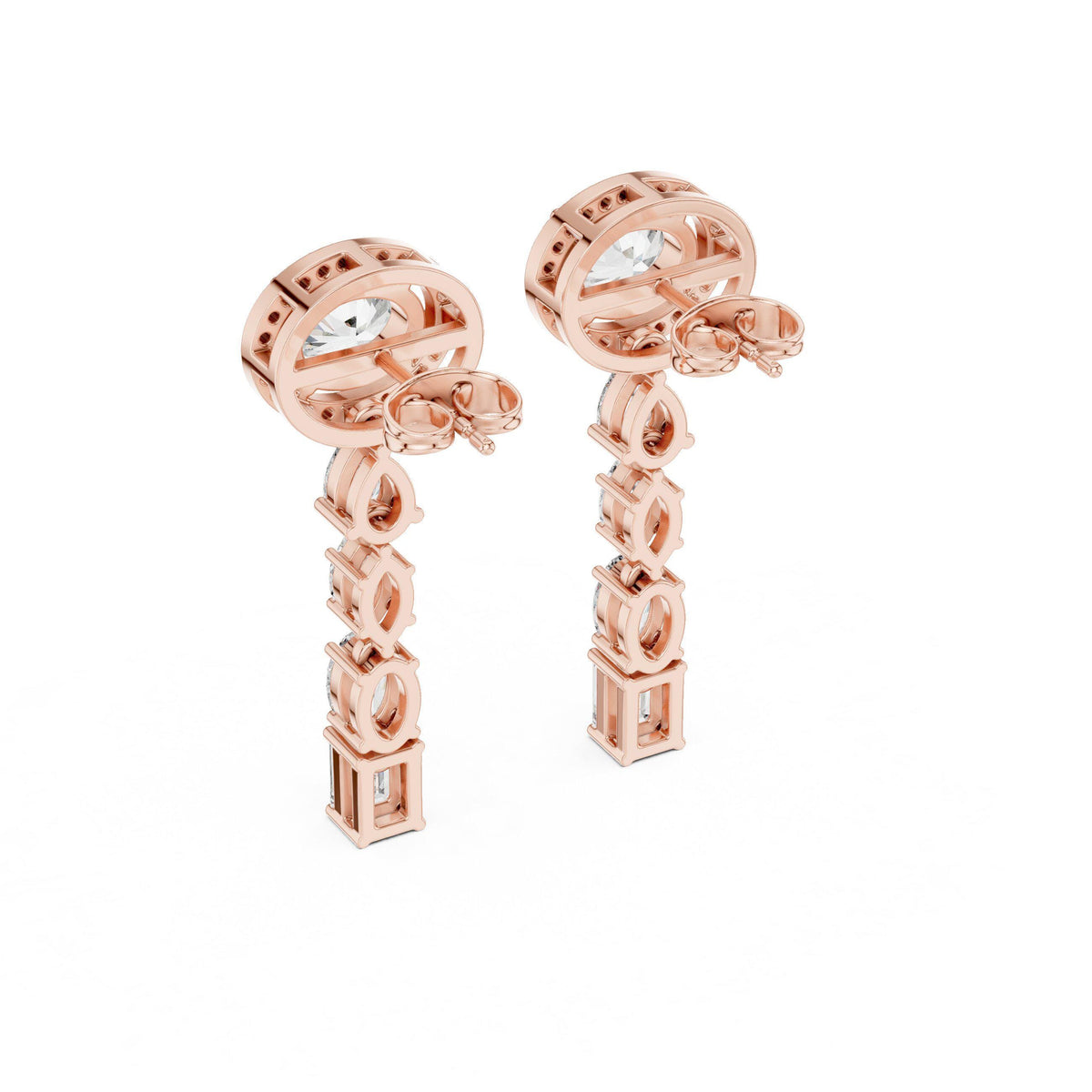Oval Halo Moissanite Drop Earrings – 925 Sterling Silver, 18K Gold Vermeil