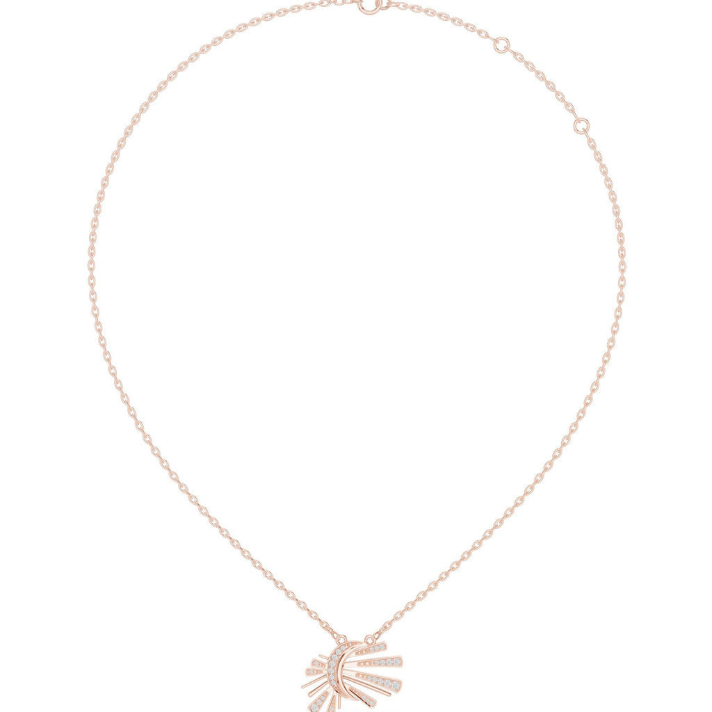 Moissanite Pavé Sunburst Fan Necklace – 925 Sterling Silver, 18K Gold Vermeil